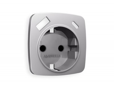 Лицевая панель OMEGA (Сталь матовый) для электрической розетки с заземлением со шторками 2USB A+C QUANT OP5100 Ambrella Volt