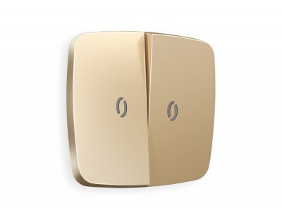 Лицевая панель OMEGA (Шампань) для 2-клавишных выключателей с подсветкой QUANT OP6040 Ambrella Volt Лицевая панель OMEGA (Шампань) для 2-клавишных выключателей с подсветкой QUANT OP6040 Ambrella Volt