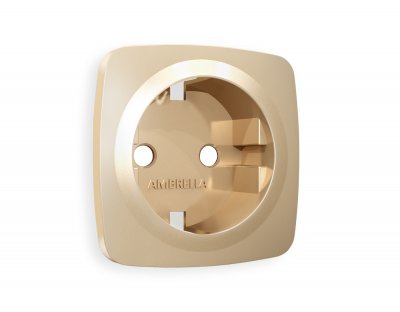 Лицевая панель OMEGA (Шампань) для электрической розетки с заземлением QUANT OP6060 Ambrella Volt Лицевая панель OMEGA (Шампань) для электрической розетки с заземлением QUANT OP6060 Ambrella Volt