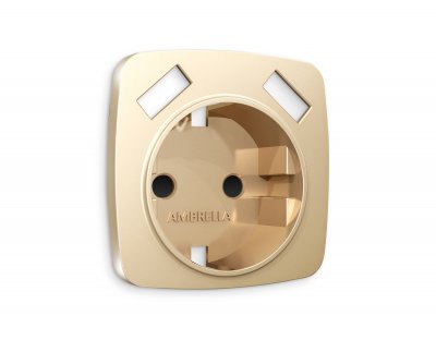 Лицевая панель OMEGA (Шампань) для электрической розетки с заземлением со шторками 2USB A+A QUANT OP6090 Ambrella Volt