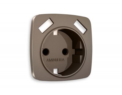 Лицевая панель OMEGA (Темная бронза матовый) для электрической розетки с заземлением со шторками 2USB A+A QUANT OP6390 Ambrella Volt