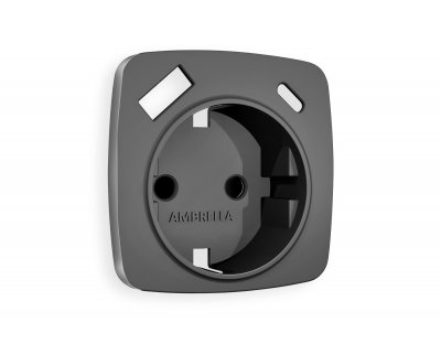 Лицевая панель OMEGA (Антрацит серый) для электрической розетки с заземлением со шторками 2USB A+C QUANT OP6600 Ambrella Volt