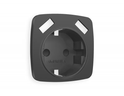 Лицевая панель OMEGA (Графит Мягкое касание) для электрической розетки с заземлением со шторками 2USB A+A OP9090 Ambrella Volt