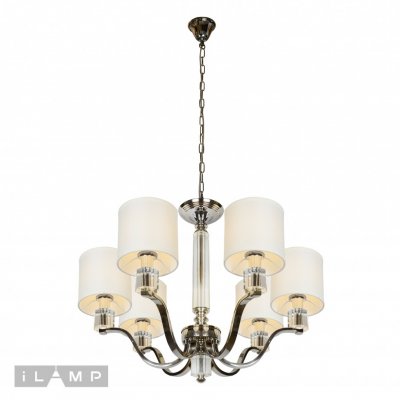 Подвесная люстра iLamp Miami P2337-6 Никель+беж Подвесная люстра iLamp Miami P2337-6 Никель+беж