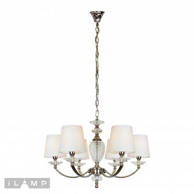 Подвесная люстра iLamp Hilarious P9397-6 Никель+белый Подвесная люстра iLamp Hilarious P9397-6 Никель+белый