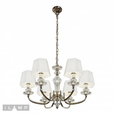 Подвесная люстра iLamp Holywood P9399-6 Никель+белый Подвесная люстра iLamp Holywood P9399-6 Никель+белый