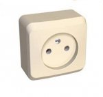 Lexel Этюд 1-ая розетка без заземления кремовый (накладные) (PA16-001k)