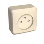Lexel Этюд 1-ая розетка без заземления, со шторками кремовый (накладные) (PA16-002k)