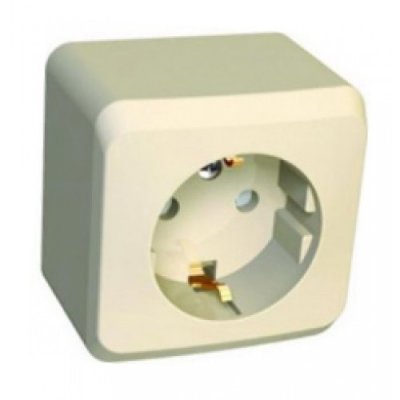 Lexel Этюд 1-ая розетка с заземлением кремовый (накладные) (PA16-003k) Lexel Этюд 1-ая розетка с заземлением кремовый (накладные) (PA16-003k)