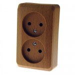 Lexel Этюд Дача Темный бук Розетка 2 местная без/з без защ. шторок