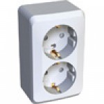 Lexel Этюд 2-ая розетка без заземления белый (накладные) (PA16-005b)