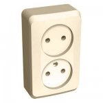 Lexel Этюд 2-ая розетка без заземления кремовый (накладные) (PA16-005k)