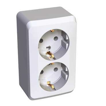 Lexel Этюд 2-ая розетка с заземлением белый (накладные) (PA16-007b) Lexel Этюд 2-ая розетка с заземлением белый (накладные) (PA16-007b)