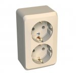 Lexel Этюд 2-ая розетка с заземлением кремовый (накладные) (PA16-007k)