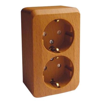 Lexel Этюд Дача Темный бук Розетка 2 местная с заземлением со шторками PA16-008T