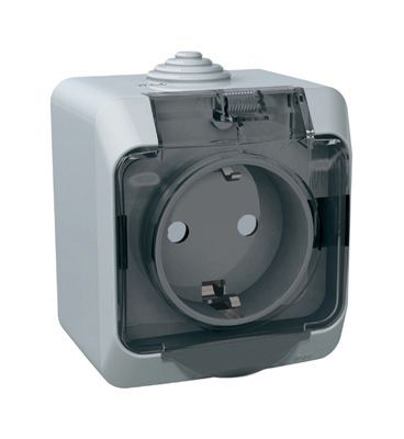 Lexel Этюд 1-ая розетка с заземлением, штоки сер. (накладные) (PA16-044c) Lexel Этюд 1-ая розетка с заземлением, штоки сер. (накладные) (PA16-044c)