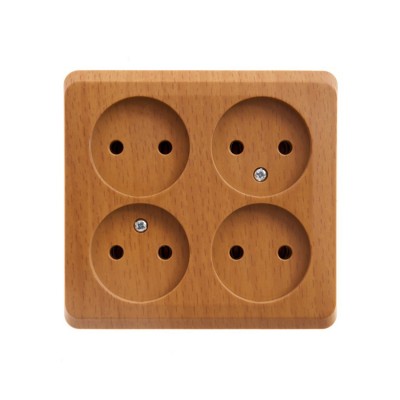 Lexel Этюд Дача Бук Розетка 4 местная без заземления без шторок