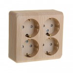 Lexel Этюд Дача Сосна Розетка 4 местная с заземлением со шторками