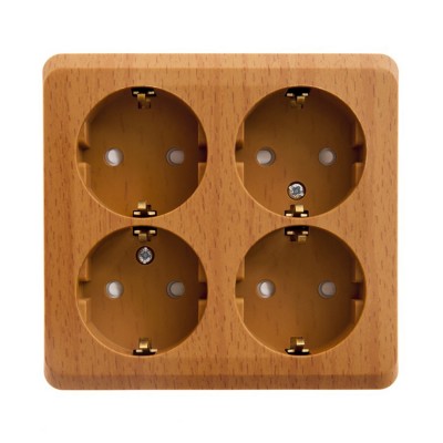 Lexel Этюд Дача Бук Розетка 4 местная с заземлением со шторками