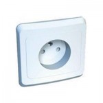 Lexel Этюд 1-ая розетка без заземления, со шторками белый (скр.устан.) (PC16-002b)