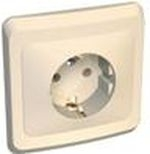 Lexel Этюд 1-ая розетка с заземлением, со шторками кремовый (скр.устан.) (PC16-004k) Lexel Этюд 1-ая розетка с заземлением, со шторками кремовый (скр.устан.) (PC16-004k)