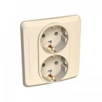 Lexel Этюд 2-ая розетка с заземлением кремовый (скр.устан.) (PC16-007k)