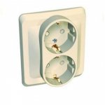 Lexel Этюд 2-ая розетка с заземлением, со шторками кремовый (скр.устан.) (PC16-008k)