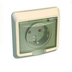 Lexel Этюд 1-ая ВЛАГОЗАЩ. розетка С/З (IP-44), СО Ш кремовый (скр.устан.) (PC16-044k)