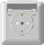 WESSEN 59 Бежевый Розетка с/з с крышкой с защитными шторками IP44 в сборе с рамкой (RS16-152B-28)