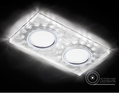 Светильник точечный Ambrella S234/2 W/CH/WH белый/серебро/2MR16+6W(LED WHITE) COMPO SPOT