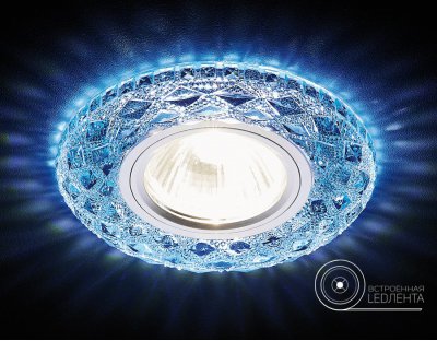 Светильник точечный Ambrella S288 BL хром/сапфир хрусталь/MR16+3W(LED WHITE) COMPO SPOT
