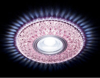 Светильник точечный Ambrella S333 PI/CLD хром/розовый хрусталь/MR16+3W(LED COLD) COMPO SPOT