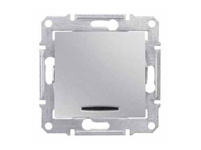 SE Sedna Алюминий Переключатель 1-клавишный с индикацией 10А (сх.6) (SDN0401160)