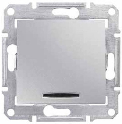 SE Sedna Алюминий Переключатель перекрестный 1-клавишный с подсветкой 10А (сх.7) (SDN0501160)