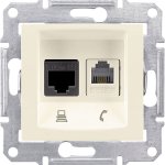 SE Sedna Беж Розетка двойная ТЛФ + комп кат.6 UTP (RJ11+RJ45) (SDN5200147)