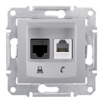 SE Sedna Алюминий Розетка двойная ТЛФ + комп кат.6 UTP (RJ11+RJ45) (SDN5200160)