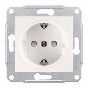 SE Sedna Бел Розетка 1-я с/з с защитными шторками (SDN3000121)