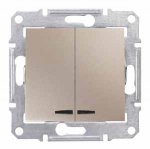 SE Sedna Титан Выключатель 2-клавишный с подсветкой 10А (сх 5) (SDN0300368)