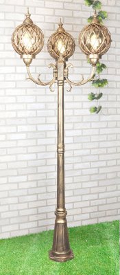 

Уличный трехрожковый светильник на столбе IP44 Sirius F/3 черное золото Elektrostandard, Sirius F/3 черное золото