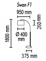 Торшер Swan F1 11 02g,Металл/Ткань,Серый/Черный,D40/H180/L100,1xE27