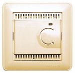 Бежевый Регулятор теплого пола с датчиком +5 до +50°C, 10 А, WESSEN 59 в сборе с рамкой TES-151-28