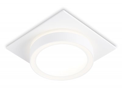 Светильник встраиваемый со сменной лампой GX53 Ambrella TN52421 WH/FR белый/белый матовый GX53 max 12W 105*105*45 Светильник встраиваемый со сменной лампой GX53 Ambrella TN52421 WH/FR белый/белый матовый GX53 max 12W 105*105*45