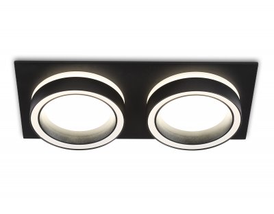 Светильник встраиваемый со сменной лампой GX53 Ambrella TN52424/2 BK/FR черный/белый матовый GX53 max 12W 210*105*45