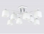 Люстра на штанге со стеклянными плафонами Ambrella TR303043/8 WH белый E27/8 max 60W 820*820*260