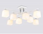Люстра на штанге со стеклянными плафонами Ambrella TR303043/8 WH белый E27/8 max 60W 820*820*260