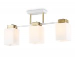 Люстра на штанге со стеклянными плафонами Ambrella TR303045/3 WH/GD белый/золото E27/3 max 60W 540*100*270
