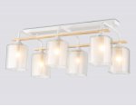 Светильник потолочный со стеклянными плафонами Ambrella TR3033247/6 WH/WD белый/дерево E27/6 max 60W 580*340*245