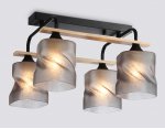 Светильник потолочный со стеклянными плафонами Ambrella TR3033249/4 BK/WD черный/дерево E27/4 max 60W 340*340*245