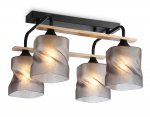 Светильник потолочный со стеклянными плафонами Ambrella TR3033249/4 BK/WD черный/дерево E27/4 max 60W 340*340*245