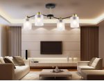 Люстра на штанге со стеклянными плафонами Ambrella TR303324/4 BK/GD черный/золото E27/4 max 60W 650*290*270
